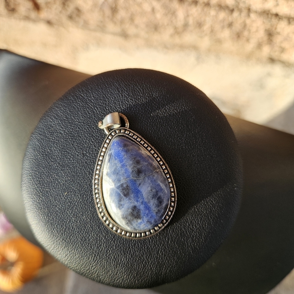 Blue Sodalite Stone Pendant for Necklace Women's Jewelry Crystal Gem Teardrop